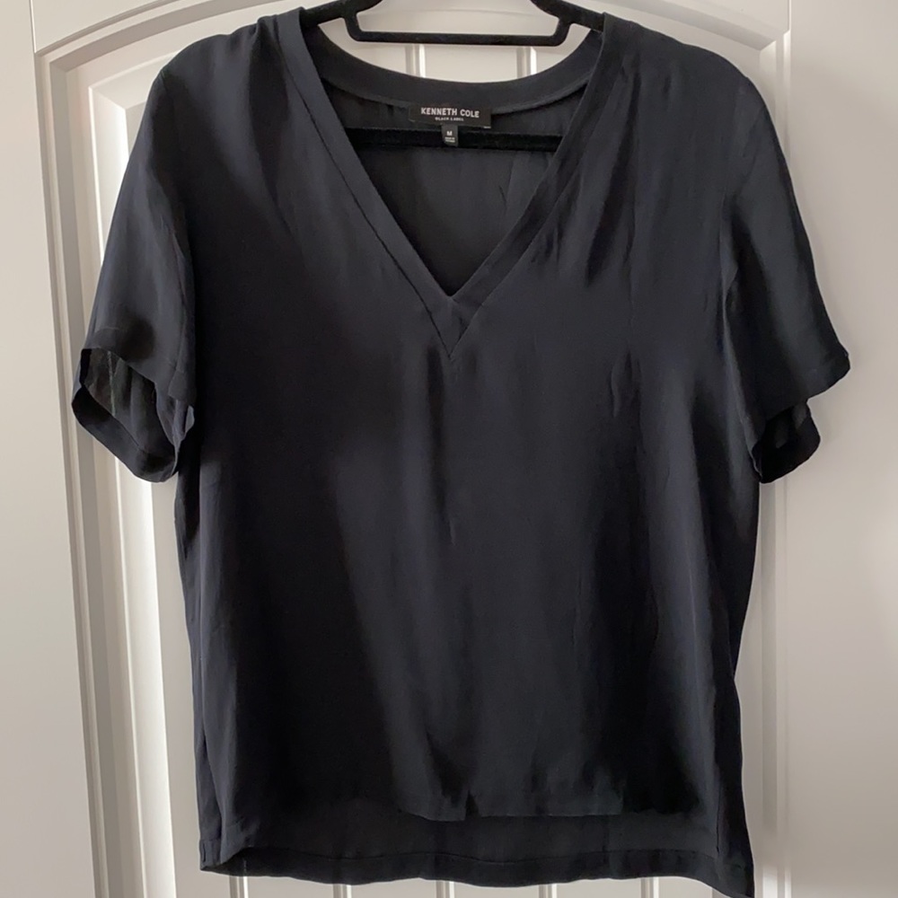 Kenneth Cole Black Label Sheer V Neck